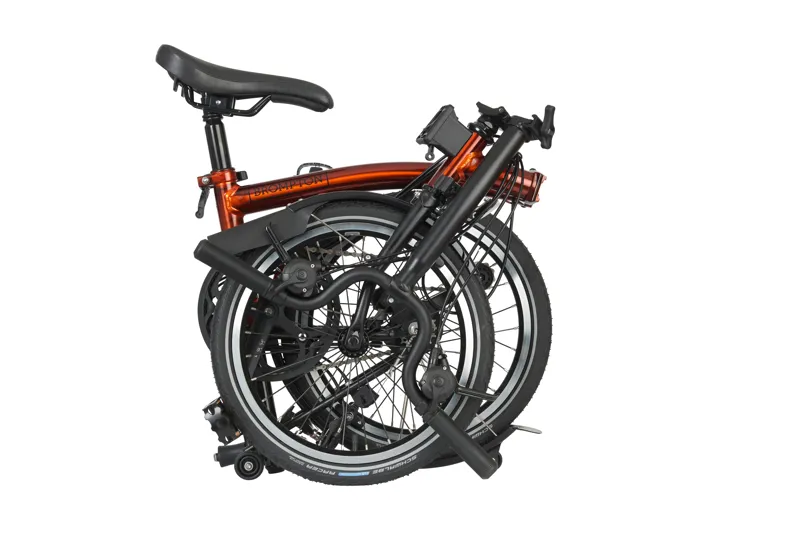 Brompton C Line Mid Bar 6 Speed Bike with mudguards in Flame Lacquer-2